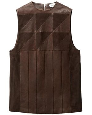 Versace Mini Leather Patchwork Dress - Brown