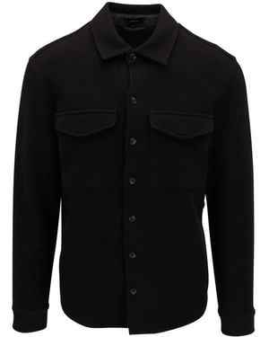 Vince Button-Up Cotton-Blend Shirt - Black