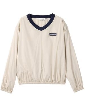 Miu Miu Technical Pongé Sweatshirt - Natural