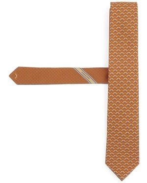 Ferragamo Corbata De Seda Con Motivo - Blanco