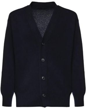 Fay V-Neck Wool Cardigan - Blue