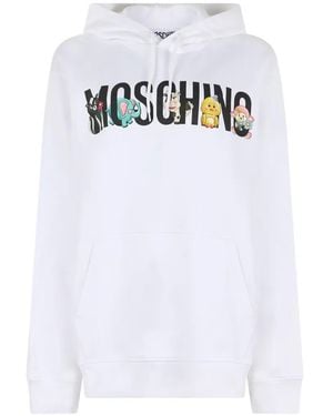 Moschino Graphic-Print Drawstring Hoodie - White