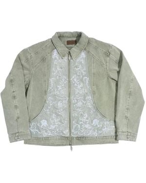 BIRTH OF ROYAL CHILD Beaded-Embroidery Workwear Jacket - Green