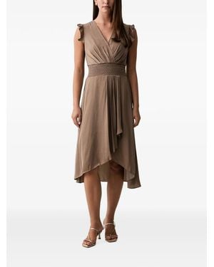 Morgan Rwally Ruffled Smocked-Waist Midi Dress - Natural