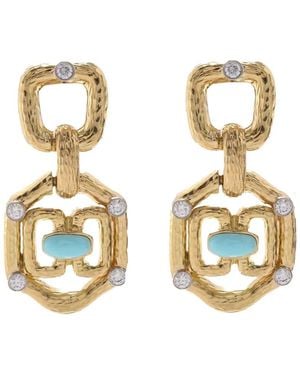 David Webb Orecchini Janus Con Diamanti E Turchese - Metallizzato