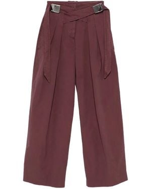 The Attico Buckle-Detail Pleated Pants - Red
