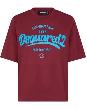 DSquared² Easy Fit T-Shirt Mit Logo-Print - Rot