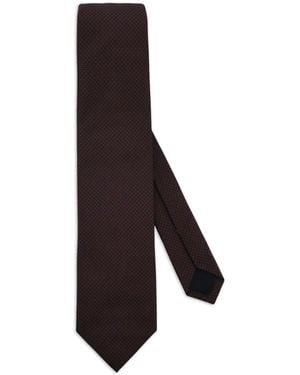 Corneliani Dotted Silk Tie - Brown