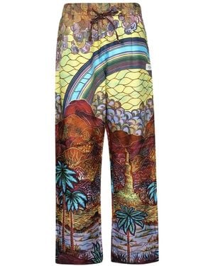 Atelier Vlisco Graphic-Print Drawstring Straight-Leg Trousers - White