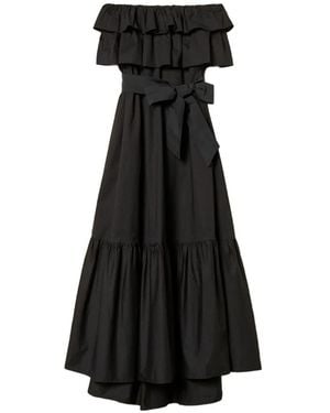 Twinset Ruffled Off-Shoulder Midi Dress - Black