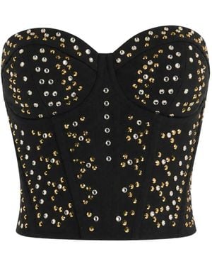 Temperley London Oberon Stud-Embellished Corset Top - Black