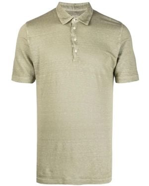 120% Lino Poloshirt Mit Kurzen Ärmeln - Grün