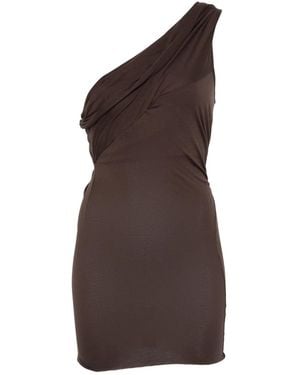 Rick Owens Haut Drapé À Une Épaule - Marron