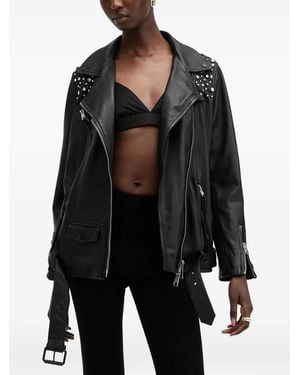 AllSaints Billie embellished leather jacket - Negro
