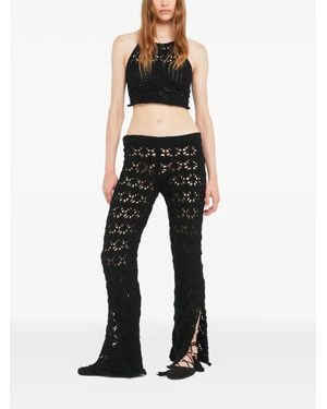 Alanui Lagoon Romance Crochet Pants - Black