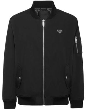 Philipp Plein Logo-Plaque Bomber Jacket - Black