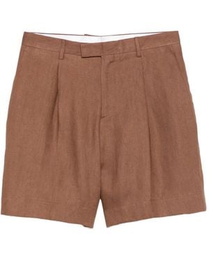 Lardini Pleated Flap Pocket Shorts - Brown