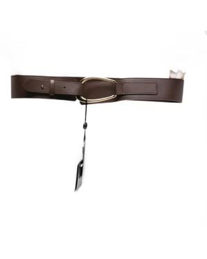 Twinset Leather Sash Belt With Maxi Buckle - Brown