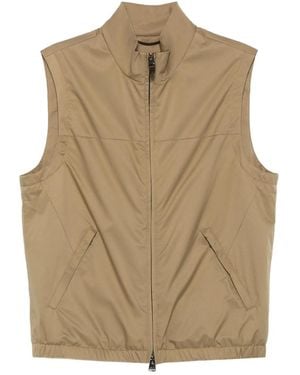 Canali Zip-Fastening Gilet - Natural