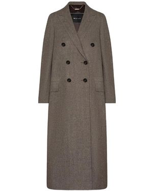 Kiton Doppelreihiger Mantel Mit Fischgrätenmuster - Braun