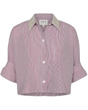 Twp Crystal-Detail Striped Shirt - Purple