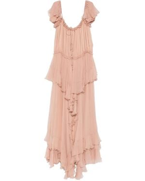Chloé Vestido de seda con volantes - Rosa
