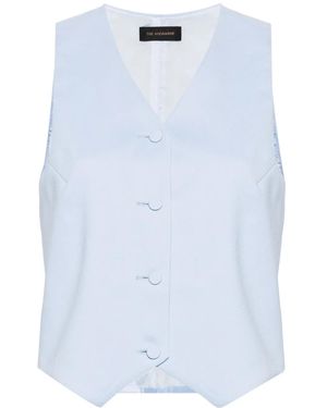 ANDAMANE Crepe-Textured Waistcoat - Blue