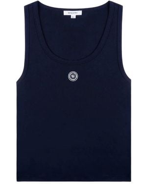 Sporty & Rich Baby Logo-Patch Rib Tank - Blue