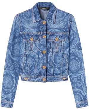Versace Barocco Print Denim Jacket - Blue
