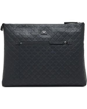 Emporio Armani Embossed Zip Clutch Bag - Black