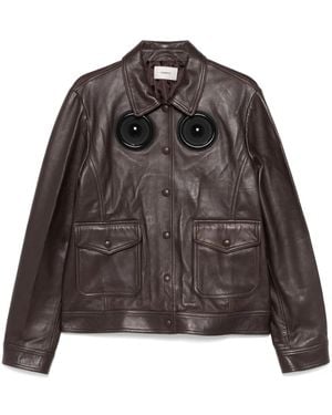 Coperni Appliqué-Detail Leather Jacket - Brown