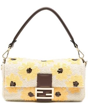 Fendi Sac Cabas Baguette Médium À Fleurs - Métallisé