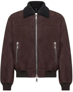 Tagliatore Shearling-Collar Bomber Jacket - Brown