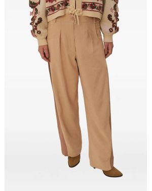 FARM Rio Pleated Side-Panel Pants - Natural