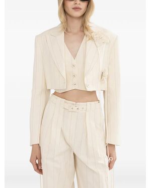 Nissa Cropped Cotton Waistcoat - Natural