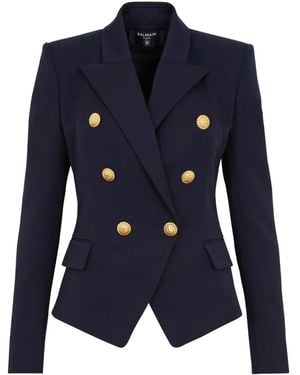 Balmain Double-Breasted Wool Jacket - Blue