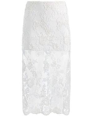 Alice + Olivia Medine Embellished Lace Midi Skirt - White