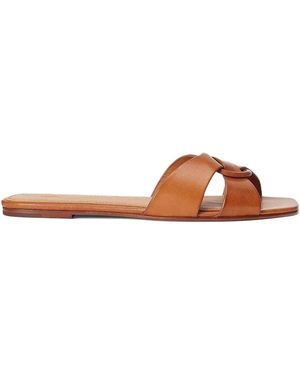 Polo Ralph Lauren Leder Sandalen Mit Niedrigem Absatz - Braun