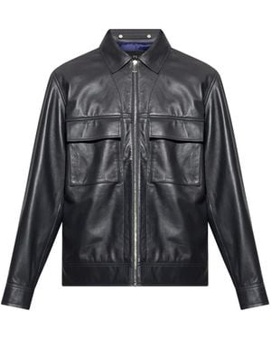 Paul Smith Zip-Up Leather Jacket - Grey