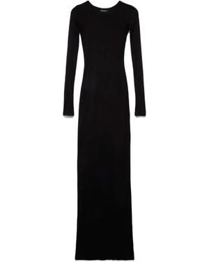 7 For All Mankind Maxi Fitted Long-Sleeve Dress - Black