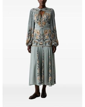 FARM Rio Vestido Midi Con Estampado Floral - Azul