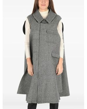 Maison Margiela Herringbone Cut-Out Cape - Grey