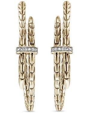 John Hardy Créoles Spear En 14Ct Pavées De Diamants - Métallisé