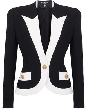 Balmain Two-tone Wool Jacket - Black
