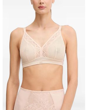 Chantelle Origins Lace-Panelled V-Neck Bra - Blue