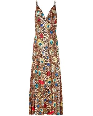 CAMILLA V-Neck Printed Slip Dress - White
