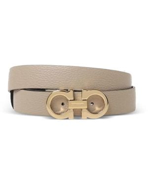 Ferragamo Reversible And Adjustable Gancini Belt - Natural