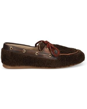 POSA Mocassins Lacés À Effet Peau Lainée - Marron