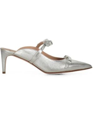 Red(V) Bow-Detail Pointed-Toe Mules - White