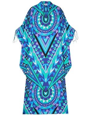 PUCCI Silk Kaftan With Draped Sleeves - Blue